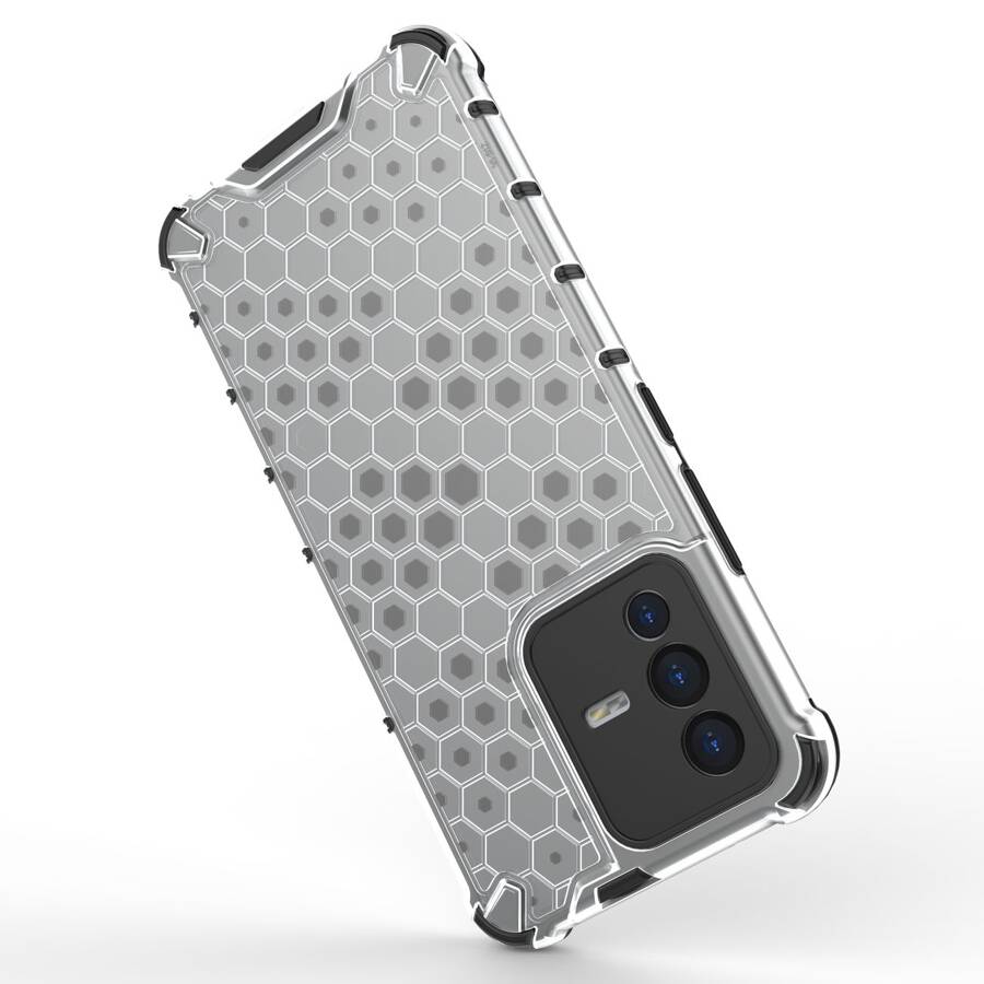 HONEYCOMB CASE ARMORED COVER WITH A GEL FRAME FOR VIVO V23 5G TRANSPARENT