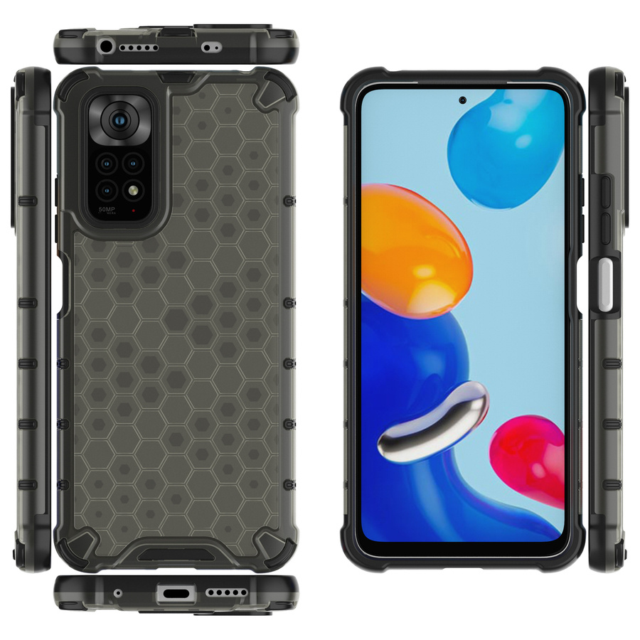 HONEYCOMB CASE ARMORED COVER WITH A GEL FRAME FOR XIAOMI REDMI NOTE 11S / NOTE 11 BLACK