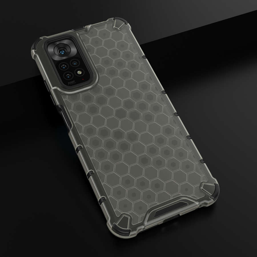 HONEYCOMB CASE ARMORED COVER WITH A GEL FRAME FOR XIAOMI REDMI NOTE 11S / NOTE 11 BLACK