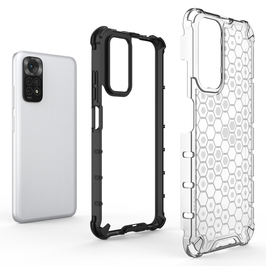 HONEYCOMB CASE ARMORED COVER WITH A GEL FRAME FOR XIAOMI REDMI NOTE 11S / NOTE 11 BLACK