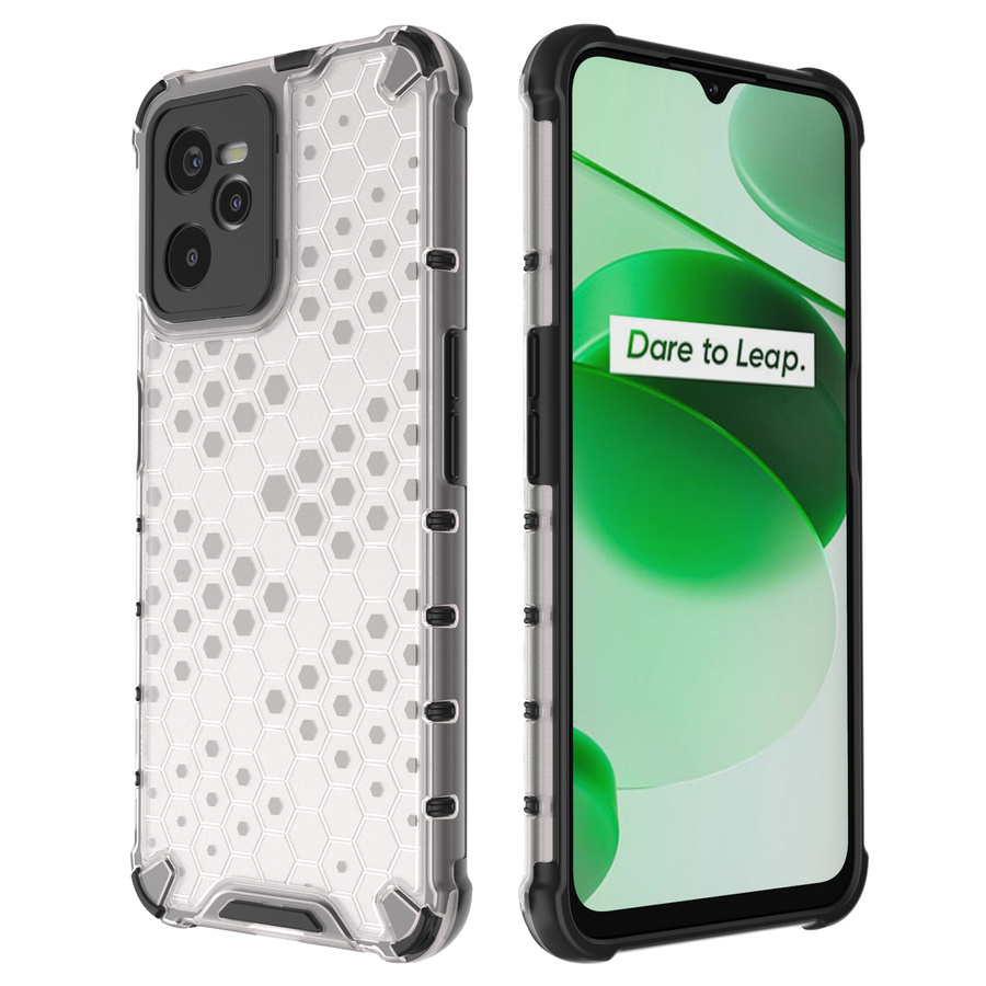 HONEYCOMB CASE ARMORED COVER WITH A GEL FRAME REALME C35 TRANSPARENT