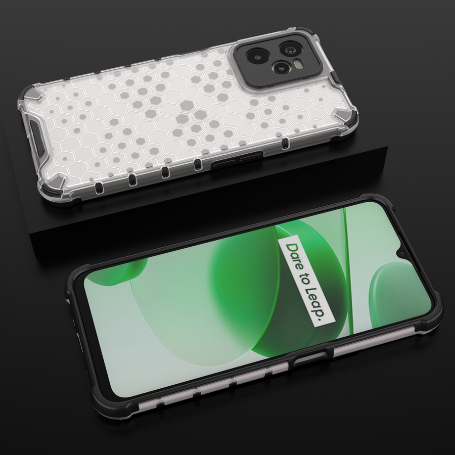 HONEYCOMB CASE ARMORED COVER WITH A GEL FRAME REALME C35 TRANSPARENT