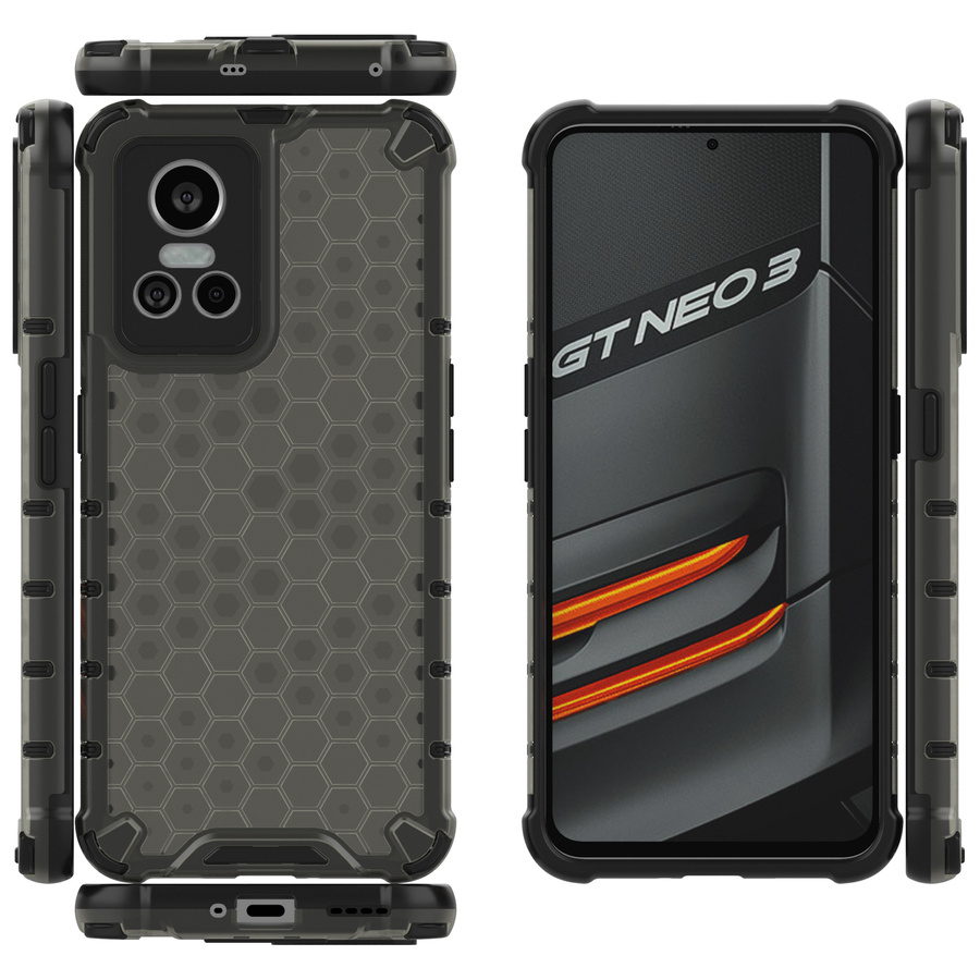 HONEYCOMB CASE ARMORED COVER WITH A GEL FRAME REALME GT NEO 3 BLACK