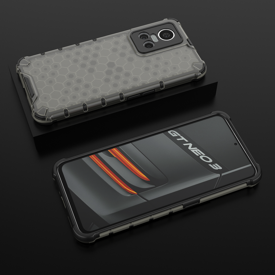 HONEYCOMB CASE ARMORED COVER WITH A GEL FRAME REALME GT NEO 3 BLACK