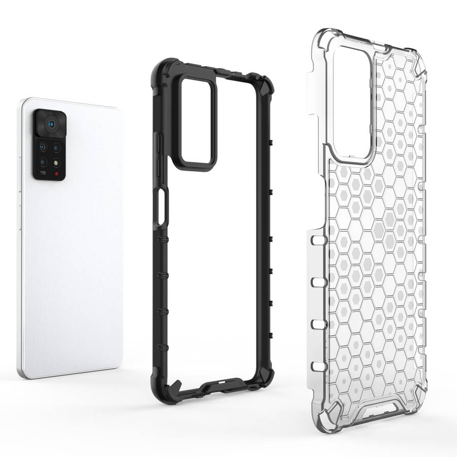 HONEYCOMB CASE ARMORED COVER WITH GEL FRAME FOR XIAOMI REDMI NOTE 11 PRO + / 11 PRO TRANSPARENT