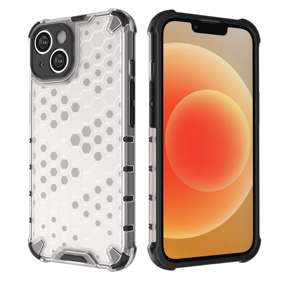 HONEYCOMB CASE FOR IPHONE 14 ARMORED HYBRID COVER BLACK