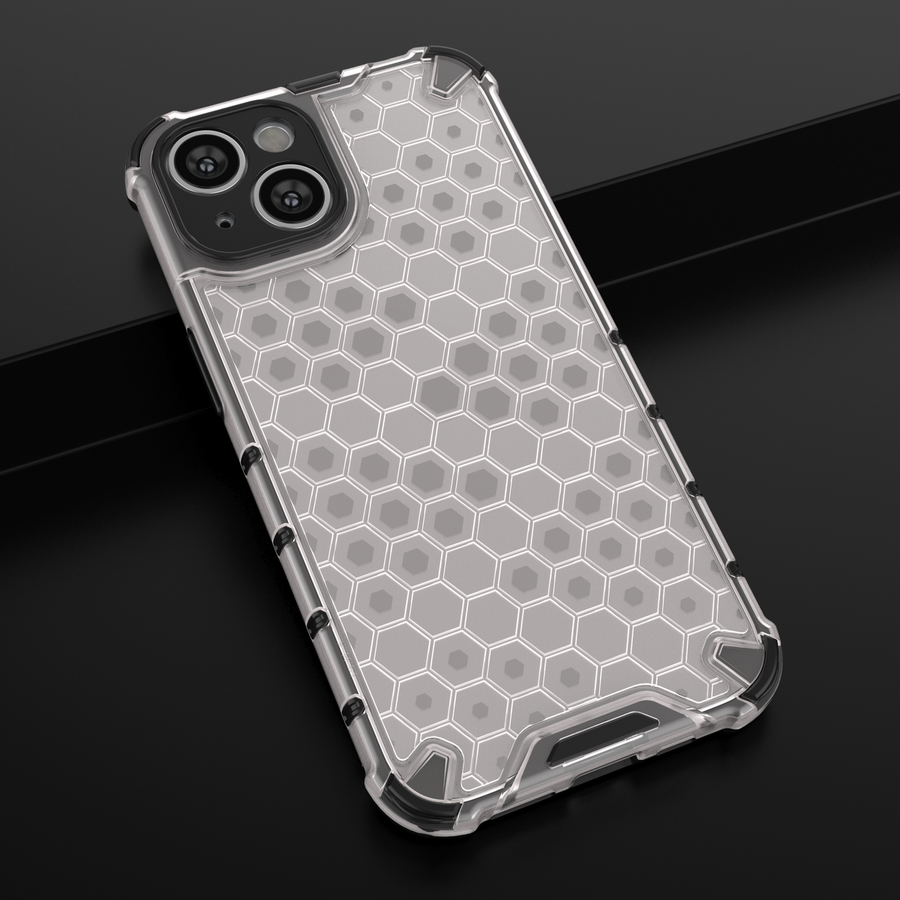 HONEYCOMB CASE FOR IPHONE 14 ARMORED HYBRID COVER BLACK