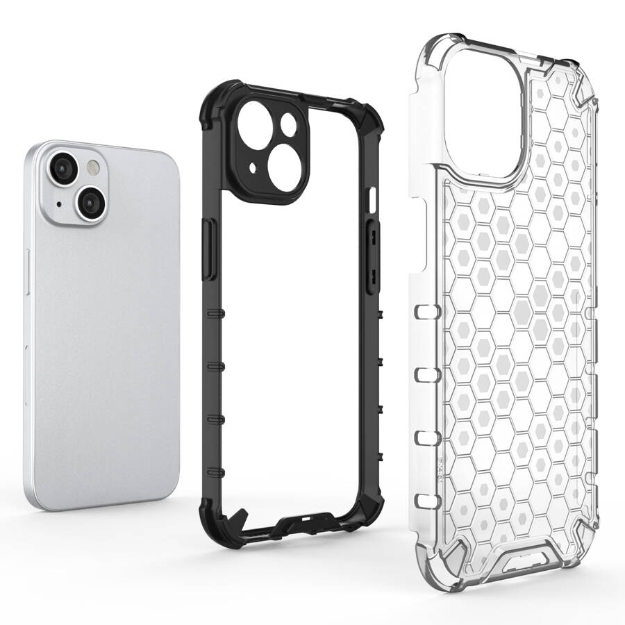 HONEYCOMB CASE FOR IPHONE 14 ARMORED HYBRID COVER BLACK