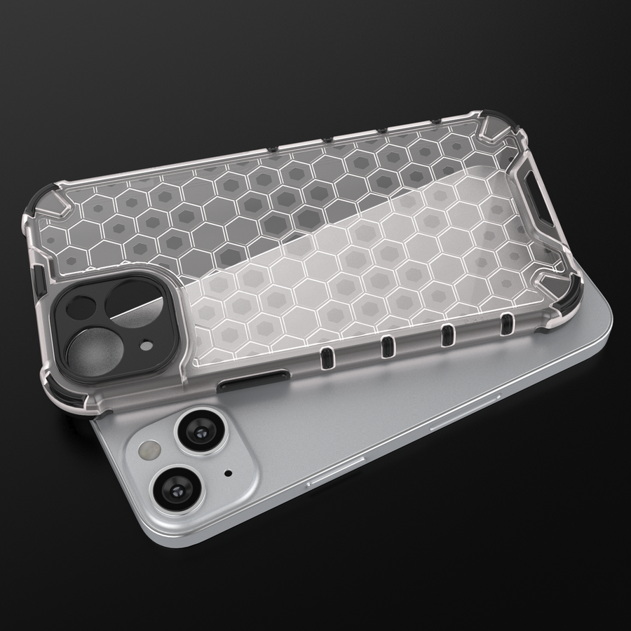 HONEYCOMB CASE FOR IPHONE 14 ARMORED HYBRID COVER BLACK