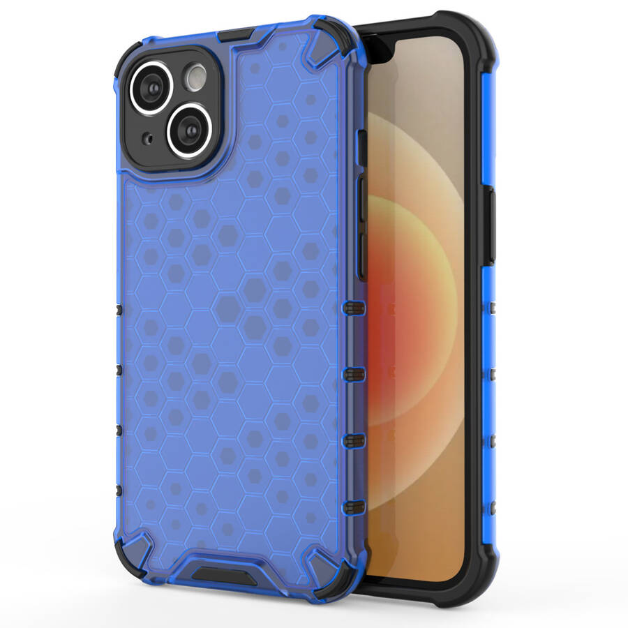 HONEYCOMB CASE FOR IPHONE 14 ARMORED HYBRID COVER BLUE