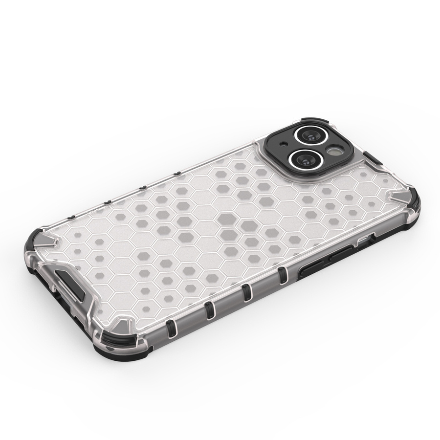 HONEYCOMB CASE FOR IPHONE 14 ARMORED HYBRID COVER TRANSPARENT