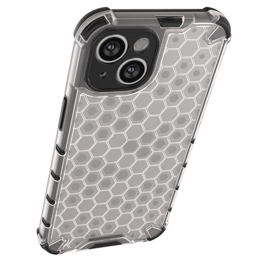 HONEYCOMB CASE FOR IPHONE 14 ARMORED HYBRID COVER TRANSPARENT