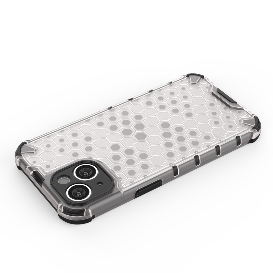 HONEYCOMB CASE FOR IPHONE 14 ARMORED HYBRID COVER TRANSPARENT