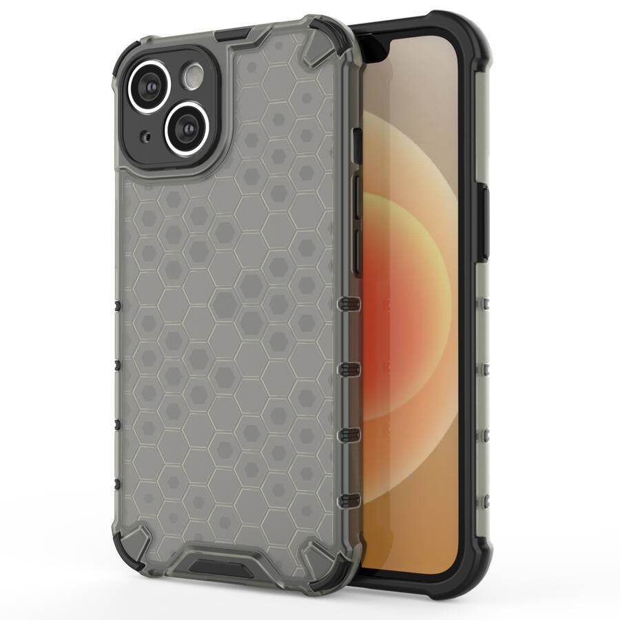 HONEYCOMB CASE FOR IPHONE 14 PLUS ARMORED HYBRID COVER BLACK