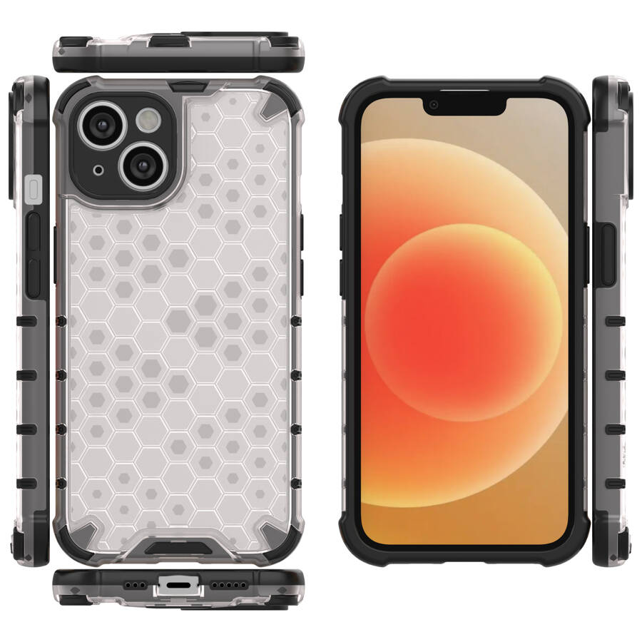 HONEYCOMB CASE FOR IPHONE 14 PLUS ARMORED HYBRID COVER BLACK