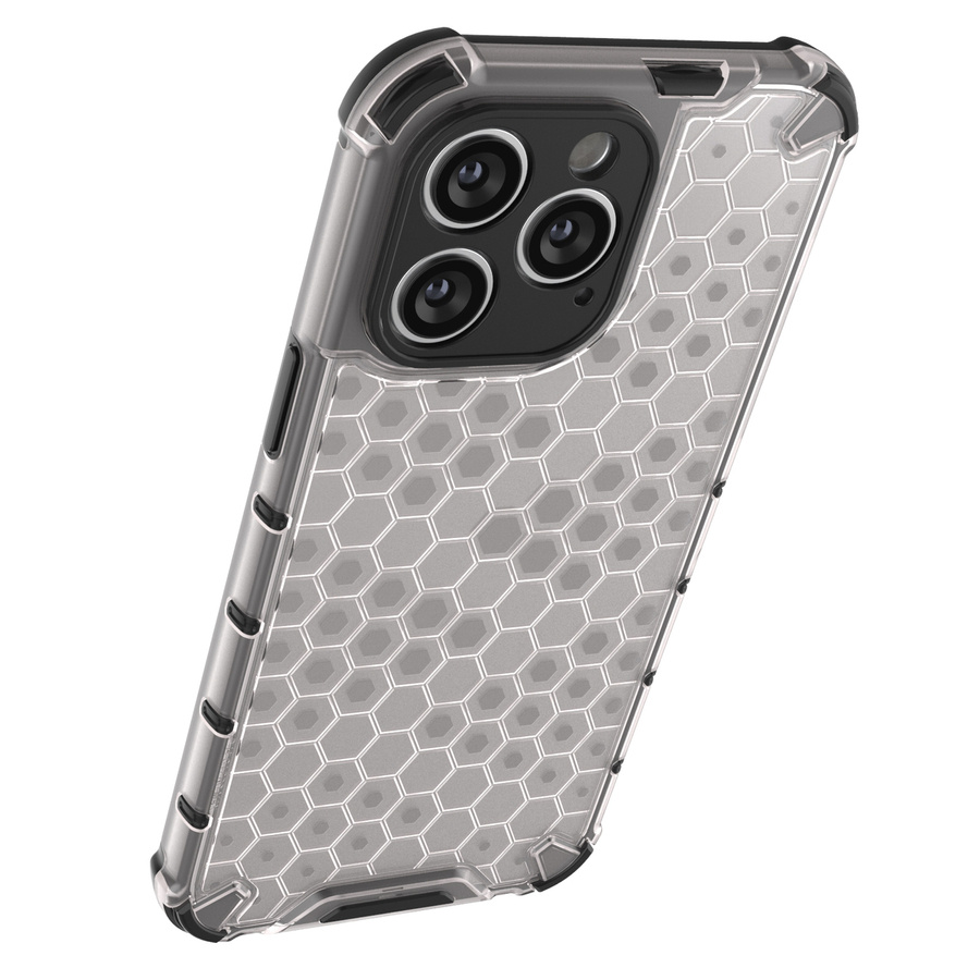 HONEYCOMB CASE FOR IPHONE 14 PRO ARMORED HYBRID COVER BLACK