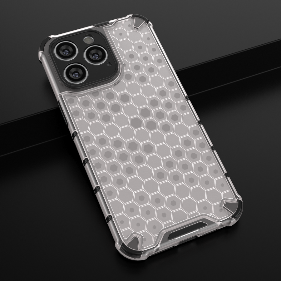 HONEYCOMB CASE FOR IPHONE 14 PRO ARMORED HYBRID COVER BLACK