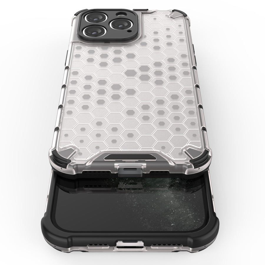 HONEYCOMB CASE FOR IPHONE 14 PRO ARMORED HYBRID COVER BLACK