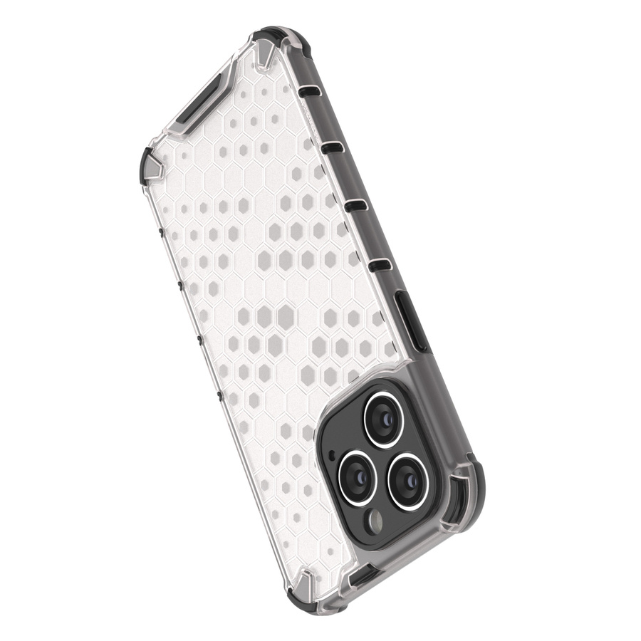 HONEYCOMB CASE FOR IPHONE 14 PRO ARMORED HYBRID COVER TRANSPARENT