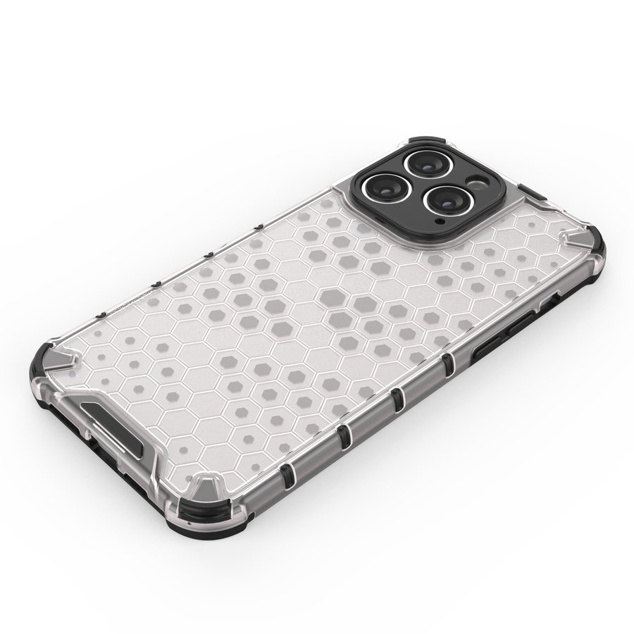 HONEYCOMB CASE FOR IPHONE 14 PRO ARMORED HYBRID COVER TRANSPARENT