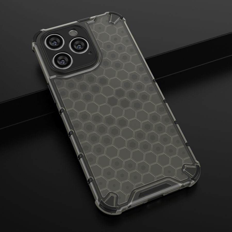 HONEYCOMB CASE FOR IPHONE 14 PRO MAX ARMORED HYBRID COVER BLACK