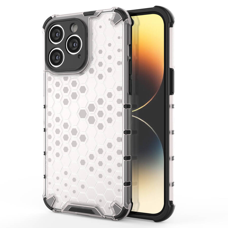 HONEYCOMB CASE FOR IPHONE 14 PRO MAX ARMORED HYBRID COVER TRANSPARENT