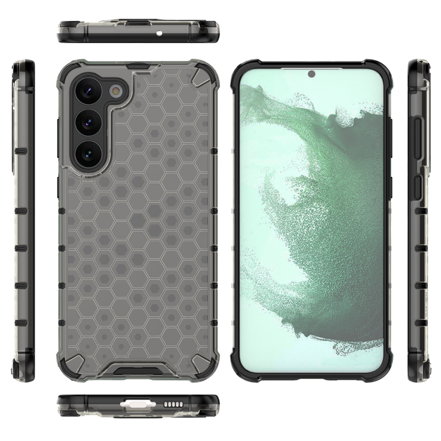 HONEYCOMB CASE FOR SAMSUNG GALAXY S23+ ARMORED HYBRID COVER BLACK