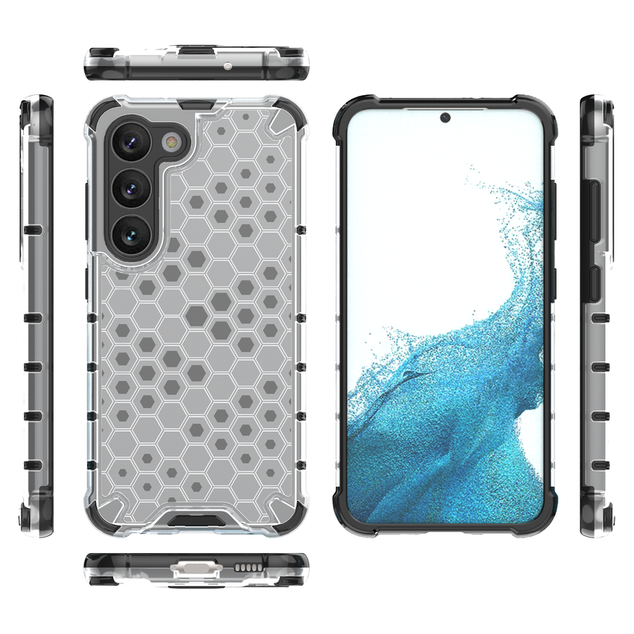 HONEYCOMB CASE FOR SAMSUNG GALAXY S23 ARMORED HYBRID COVER TRANSPARENT