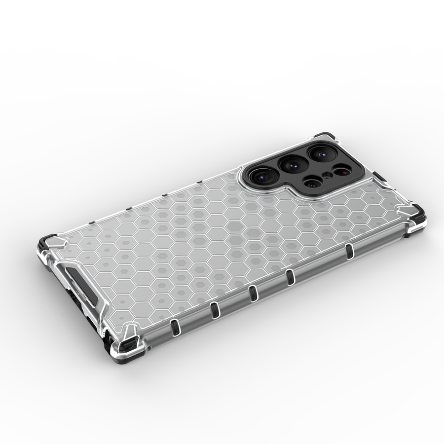 HONEYCOMB CASE FOR SAMSUNG GALAXY S23 ULTRA ARMORED HYBRID COVER TRANSPARENT