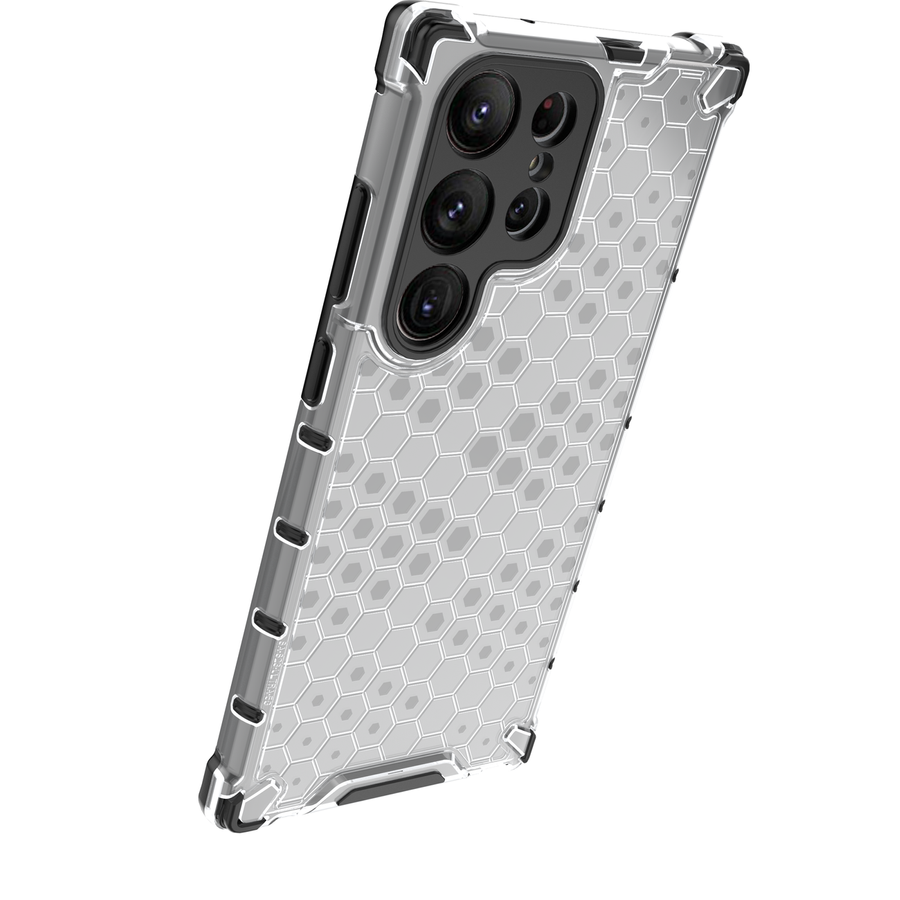 HONEYCOMB CASE FOR SAMSUNG GALAXY S23 ULTRA ARMORED HYBRID COVER TRANSPARENT