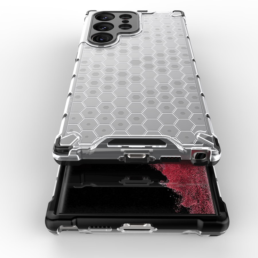 HONEYCOMB CASE FOR SAMSUNG GALAXY S23 ULTRA ARMORED HYBRID COVER TRANSPARENT