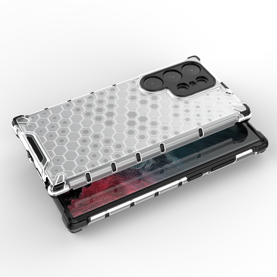 HONEYCOMB CASE FOR SAMSUNG GALAXY S23 ULTRA ARMORED HYBRID COVER TRANSPARENT