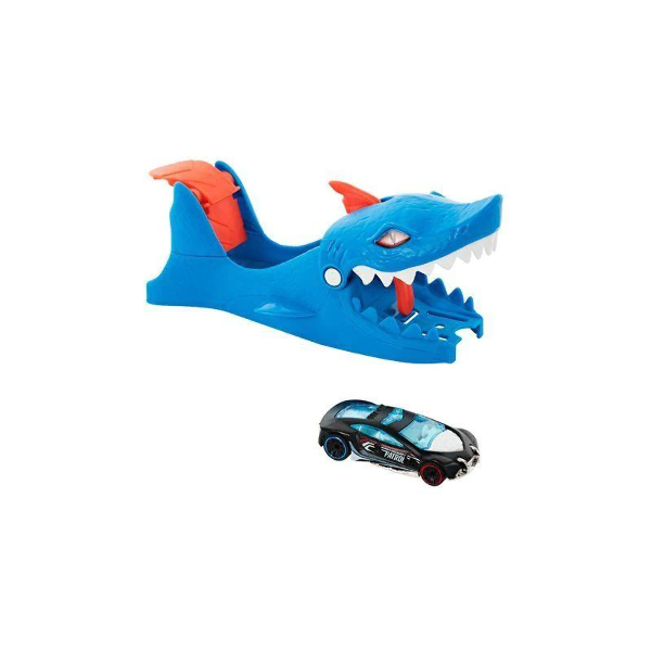 HOT WHEELS SHARK SET LAUNCH + VEHICLE 10X28CM BLUE