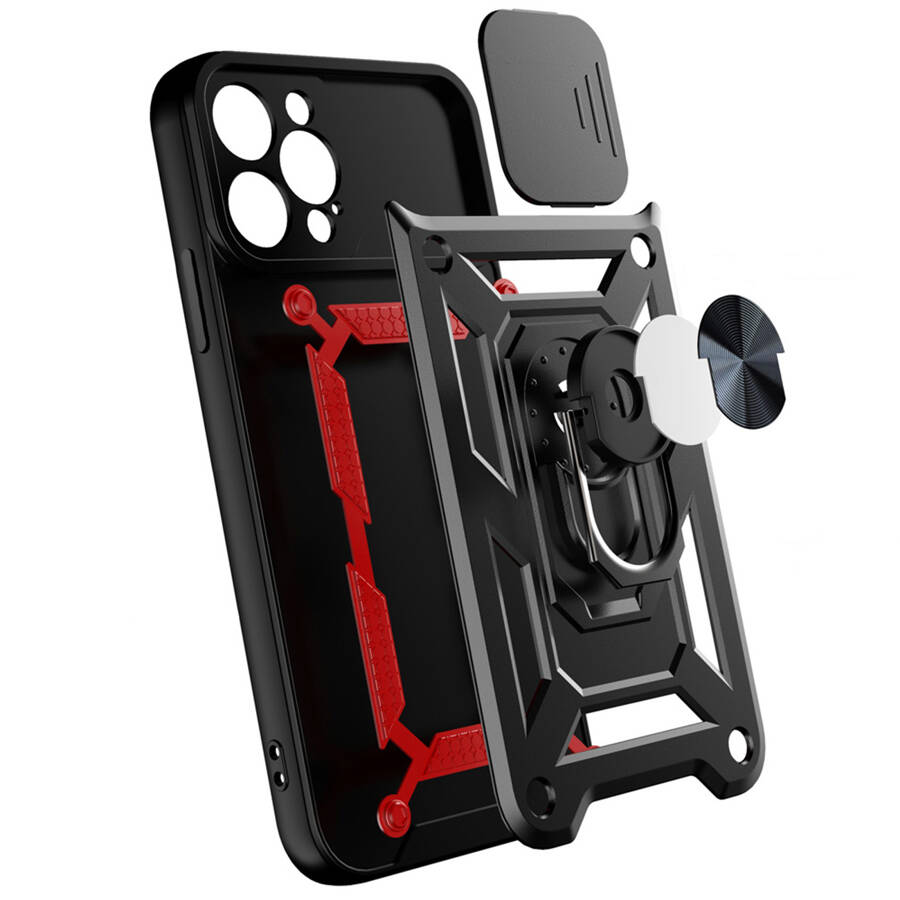 HYBRID ARMOR CAMSHIELD CASE FOR IPHONE 13 PRO ARMORED CASE WITH CAMERA COVER BLACK