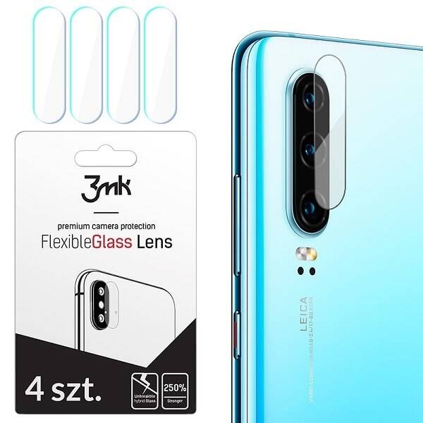 HYBRID GLASS 3MK FLEXIBLE GLASS LENS HUAWEI P30 FOR CAMERA 4 PCS.