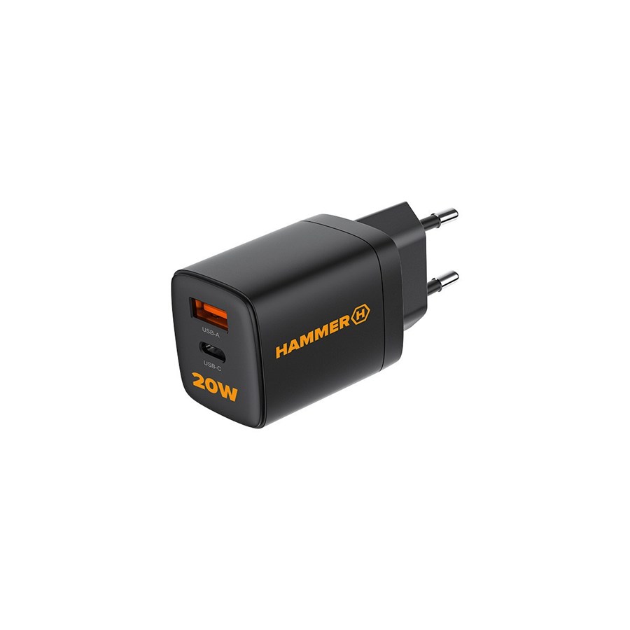 Hammer Rapidcharger Duo USB-A network charger-USB-C PD 20W