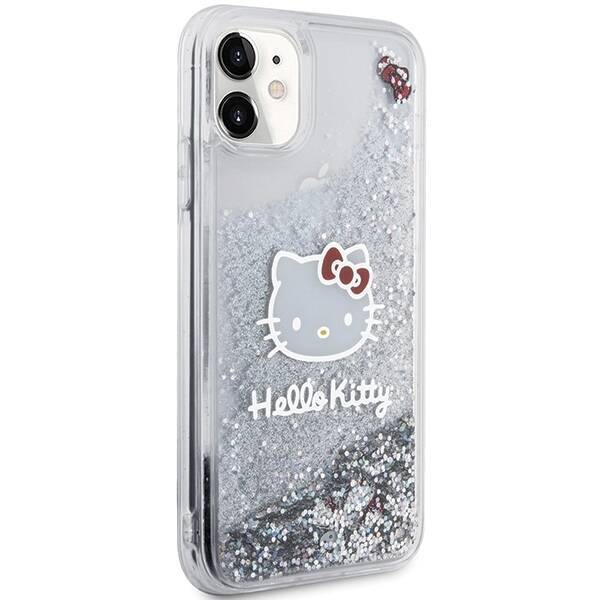 Hello Kitty HKHCN61LIKHET iPhone 11 / Xr 6.1" srebrny/silver hardcase Liquid Glitter Charms Kitty Head