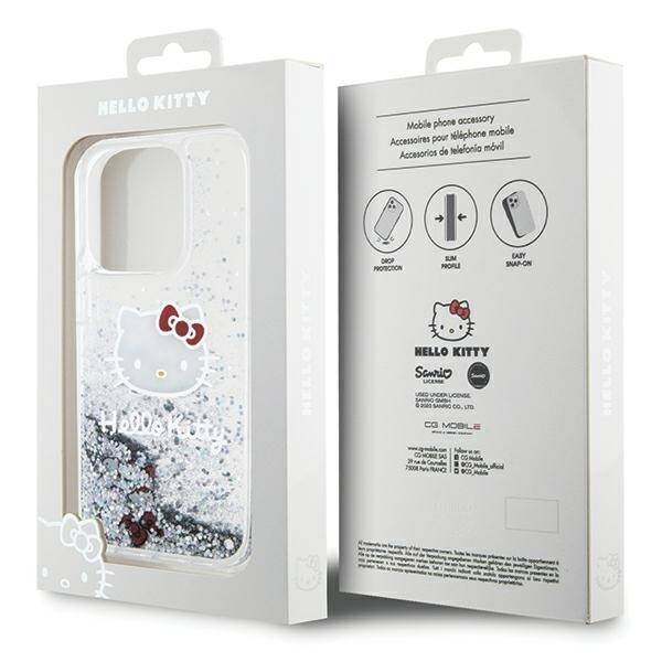 Hello Kitty HKHCP14LLIKHET iPhone 14 Pro 6.1" srebrny/silver hardcase Liquid Glitter Charms Kitty Head