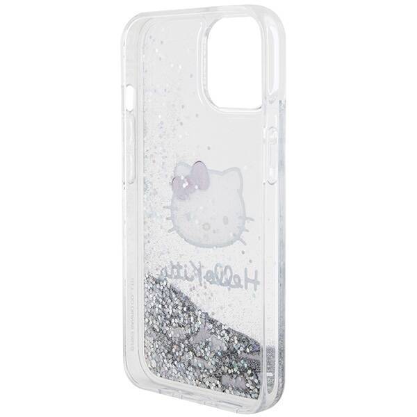 Hello Kitty HKHCP14SLIKHET iPhone 14 / 15 / 13 6.1" srebrny/silver hardcase Liquid Glitter Charms Kitty Head