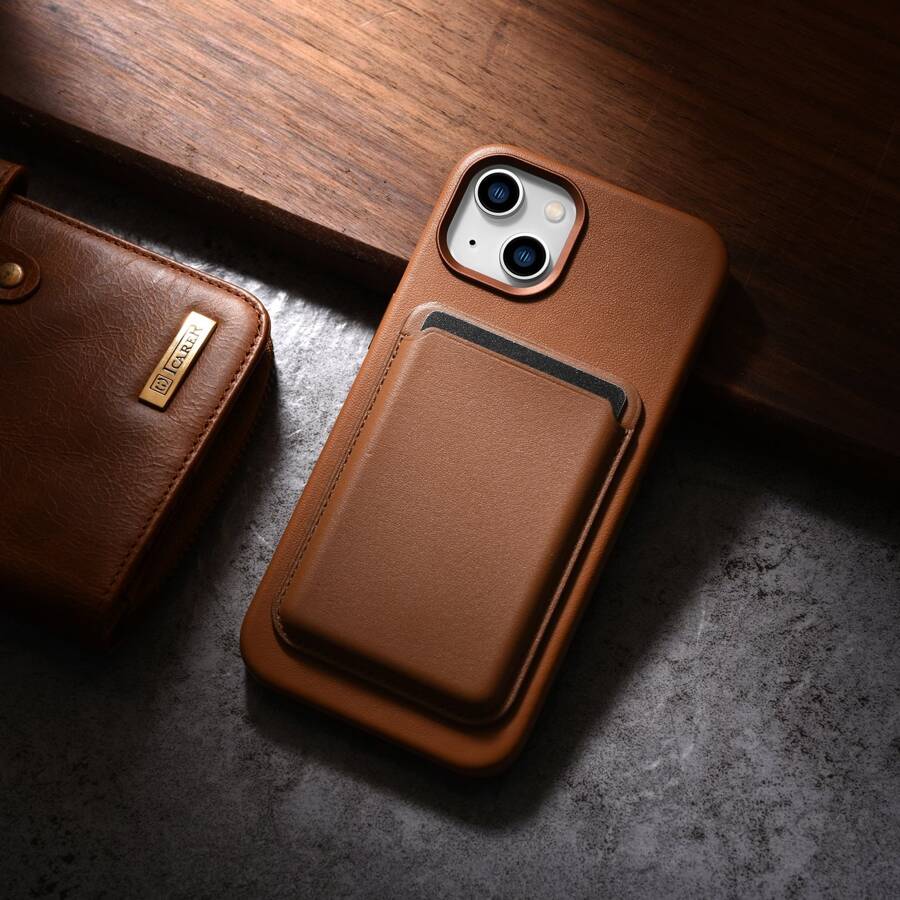 ICARER CASE LEATHER CASE COVER FOR IPHONE 14 PLUS BROWN (MAGSAFE COMPATIBLE)