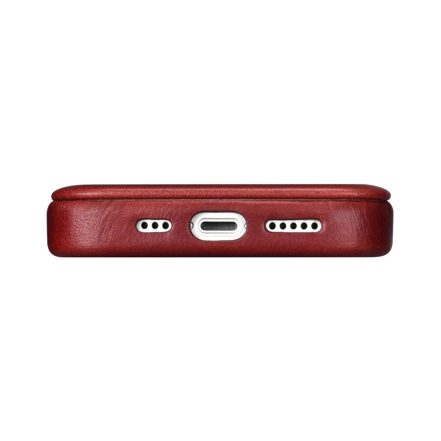 ICARER CE OIL WAX PREMIUM LEATHER FOLIO CASE IPHONE 14 MAGNETIC FLIP CASE MAGSAFE RED (AKI14220705-RD)