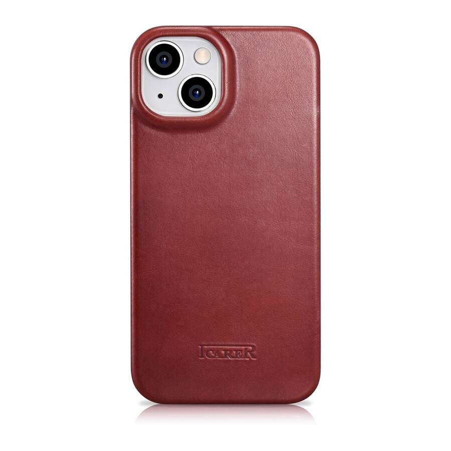 ICARER CE OIL WAX PREMIUM LEATHER FOLIO CASE IPHONE 14 MAGNETIC FLIP CASE MAGSAFE RED (AKI14220705-RD)