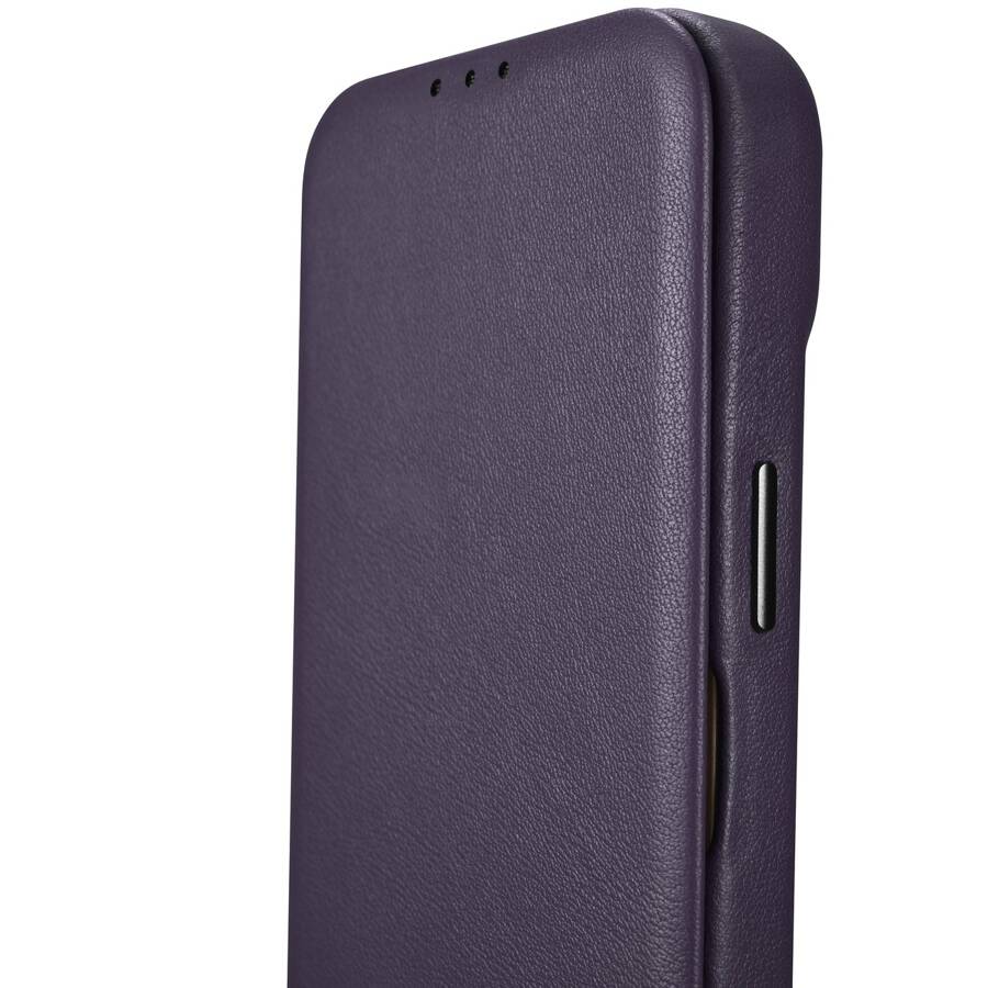 ICARER CE PREMIUM LEATHER FOLIO CASE IPHONE 14 MAGNETIC FLIP LEATHER FOLIO CASE MAGSAFE DARK PURPLE (WMI14220713-DP)