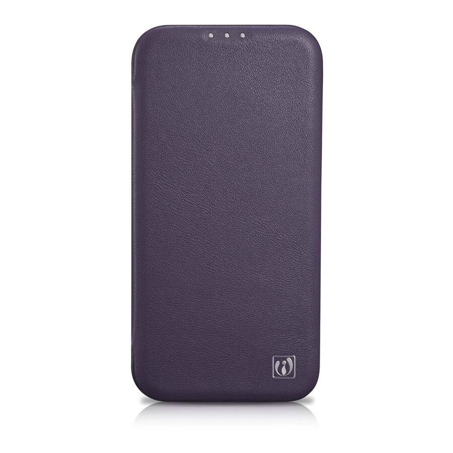 ICARER CE PREMIUM LEATHER FOLIO CASE IPHONE 14 MAGNETIC FLIP LEATHER FOLIO CASE MAGSAFE DARK PURPLE (WMI14220713-DP)