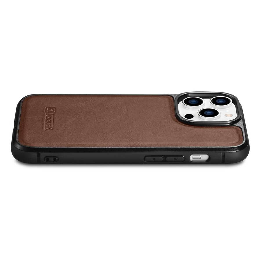 ICARER LEATHER OIL WAX GENUINE LEATHER CASE FOR IPHONE 14 PRO (MAGSAFE COMPATIBLE) BROWN (WMI14220718-BN)