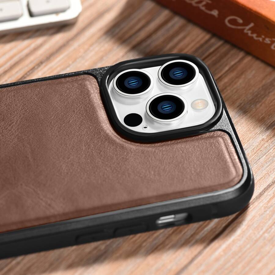 ICARER LEATHER OIL WAX GENUINE LEATHER CASE FOR IPHONE 14 PRO (MAGSAFE COMPATIBLE) BROWN (WMI14220718-BN)