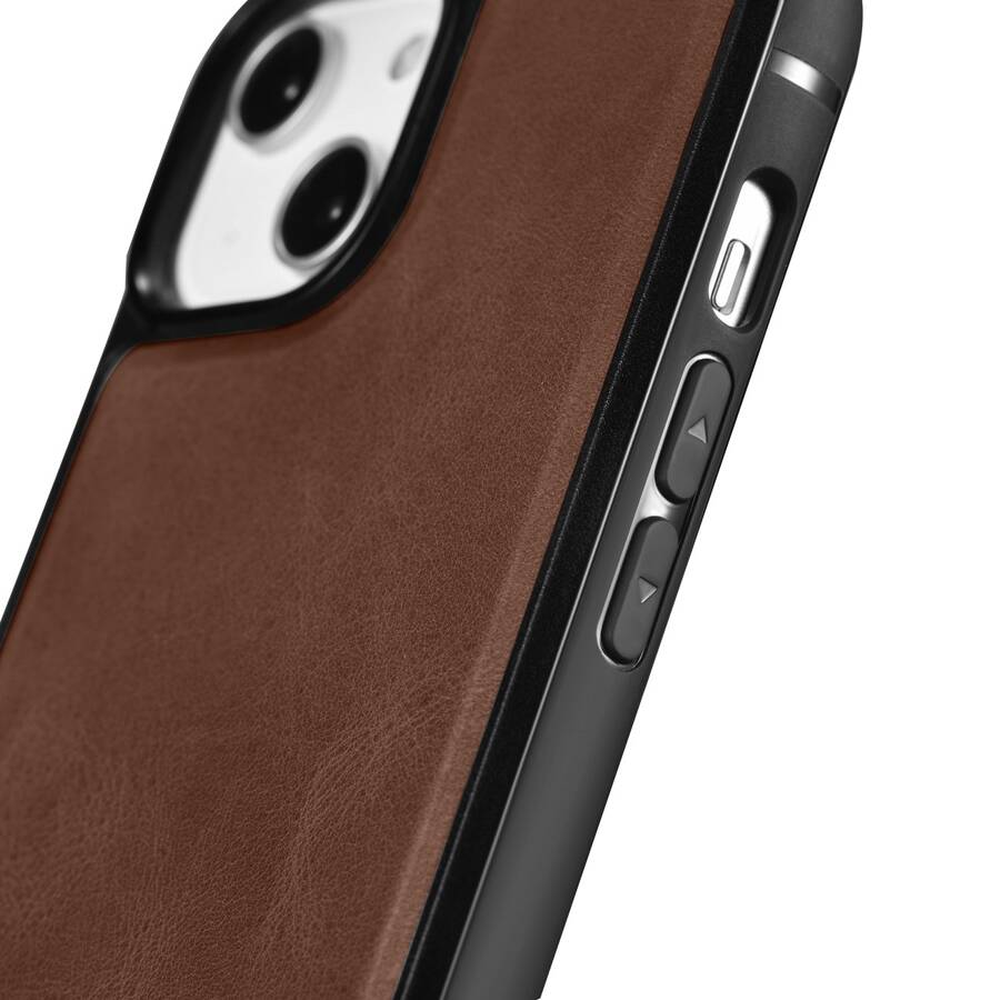 ICARER LEATHER OIL WAX GENUINE LEATHER CASE FOR IPHONE 14 PRO (MAGSAFE COMPATIBLE) BROWN (WMI14220718-BN)