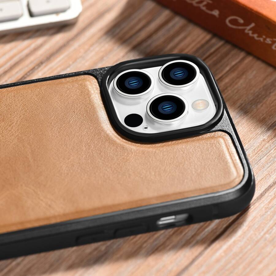 ICARER LEATHER OIL WAX GENUINE LEATHER CASE FOR IPHONE 14 PRO (MAGSAFE COMPATIBLE) BROWN (WMI14220718-TN)