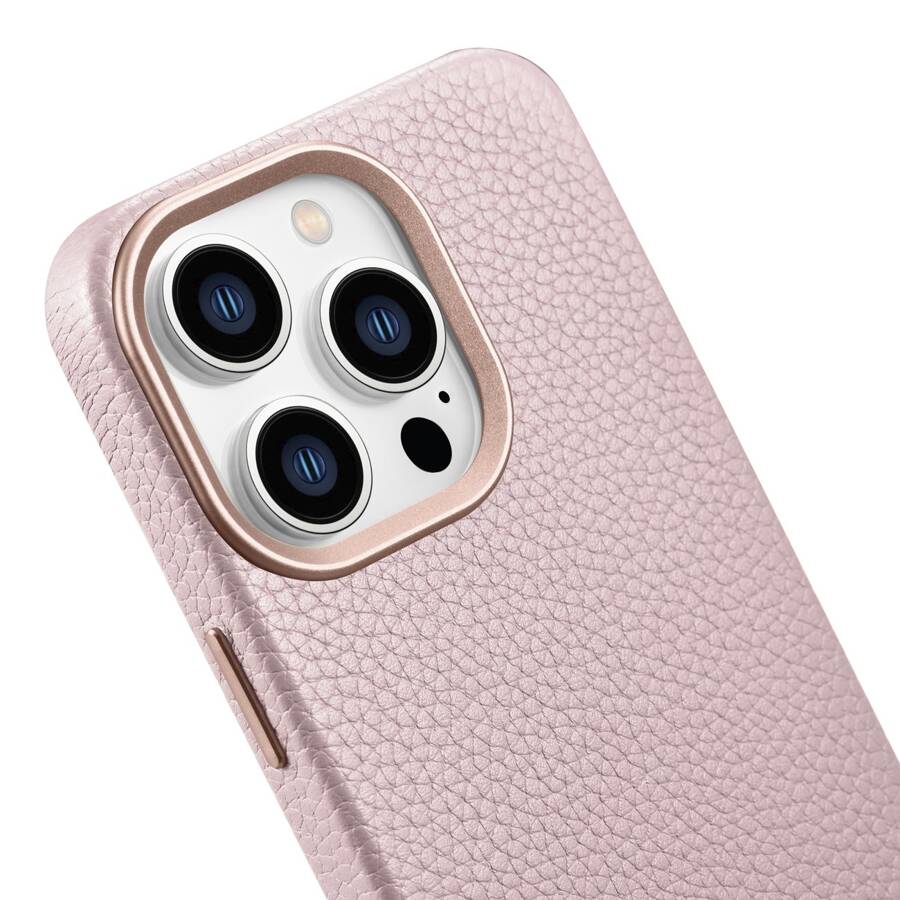 ICARER LITCHI PREMIUM LEATHER CASE IPHONE 14 PRO MAX MAGNETIC LEATHER CASE WITH MAGSAFE PINK (WMI14220712-PK)