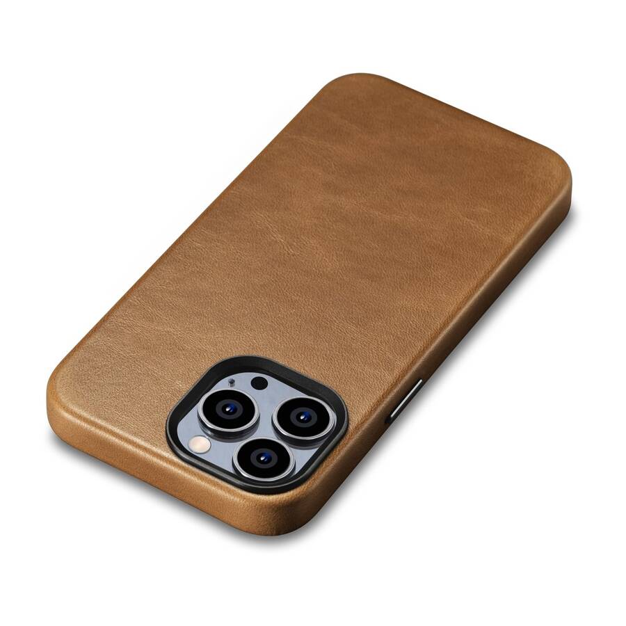 ICARER OIL WAX PREMIUM LEATHER CASE IPHONE 14 PRO MAX MAGNETIC LEATHER CASE WITH MAGSAFE BROWN (WMI14220704-TN)